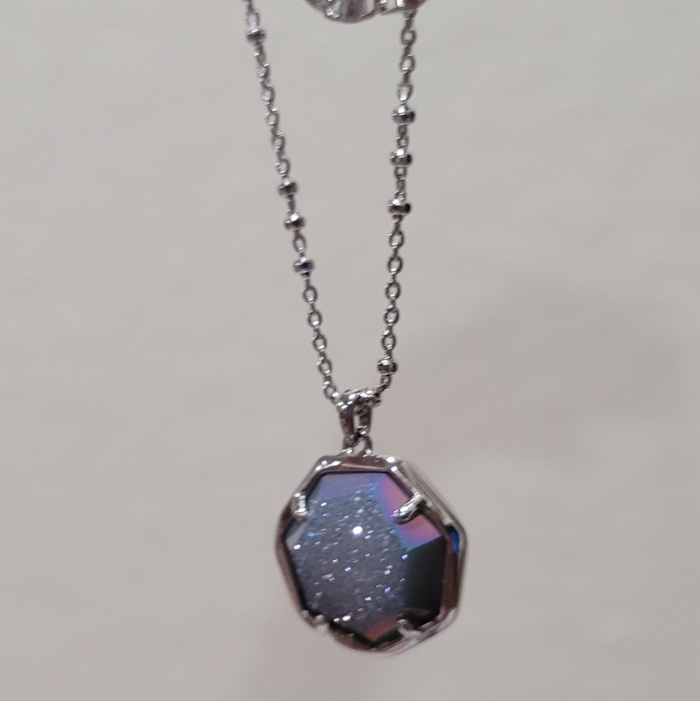 NWT Kendra Scott Drusy Necklace Layered Silver
